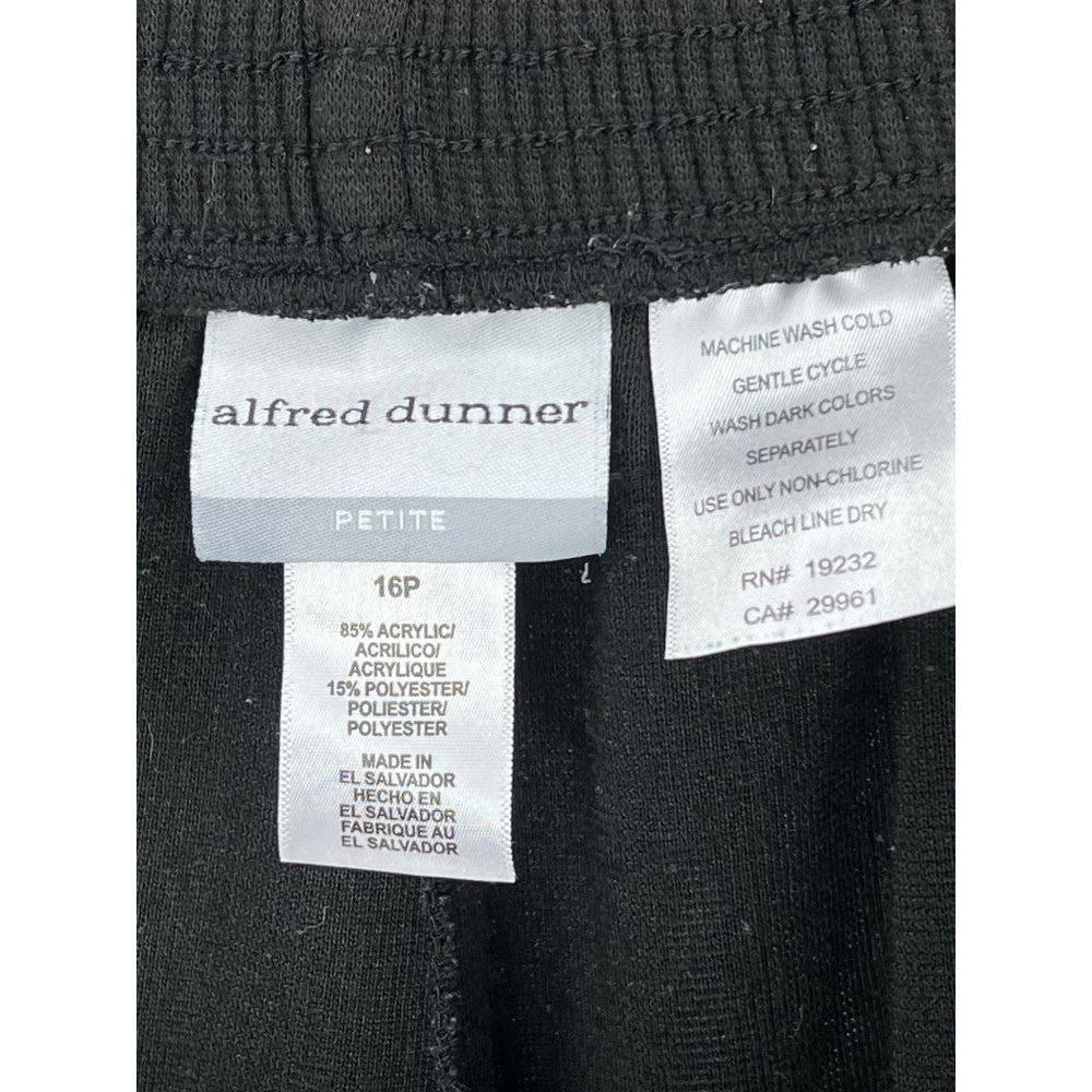 ALFRED DUNNER PETITE Women's Black Pants Size 16P Elastic Waist 2 Side Pockets S - Picture 11 of 12